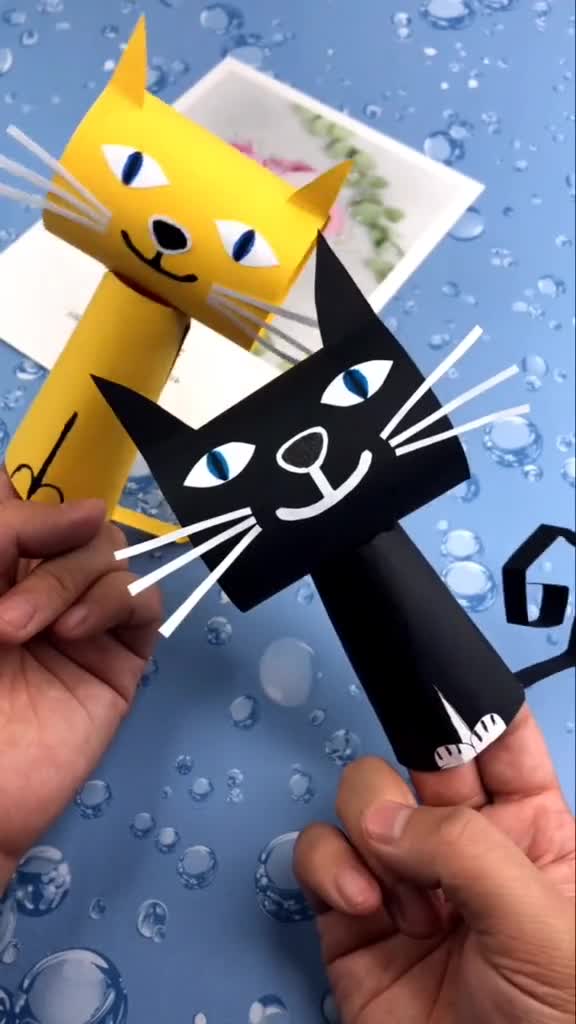 卡纸做的小猫,暖暖的,当摆件也很漂亮哦手工
