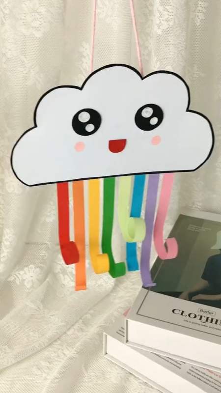 手工制作手工彩虹朵朵白云飘美美的手工送给你
