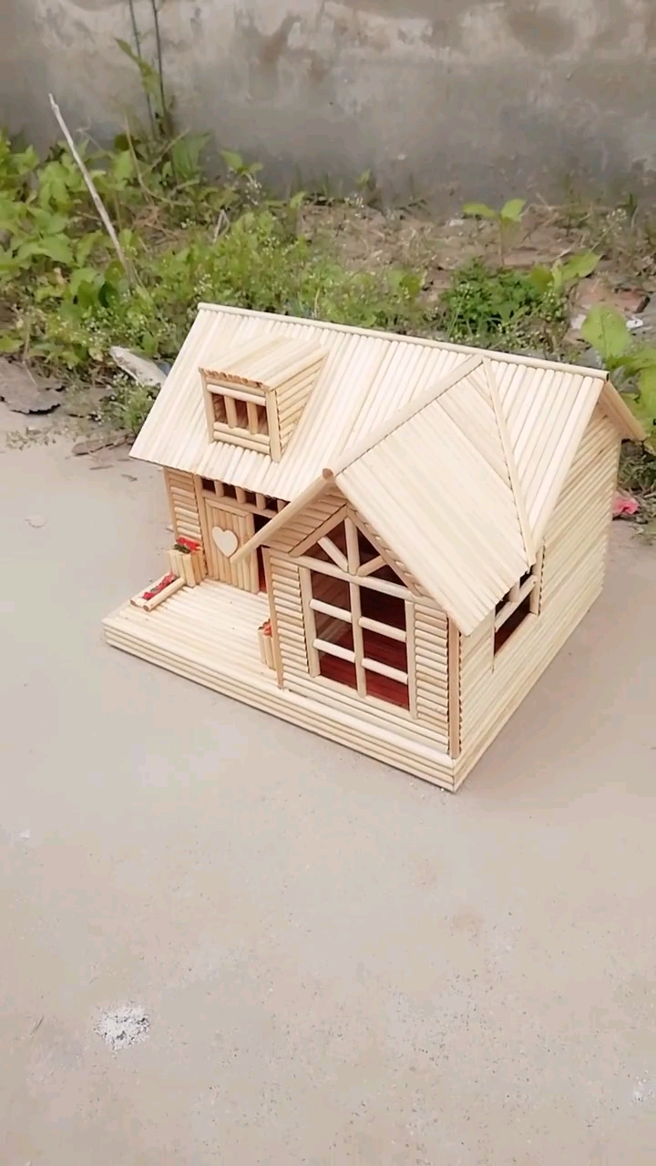 一次性筷子制作,手工制作别墅模型-度小视