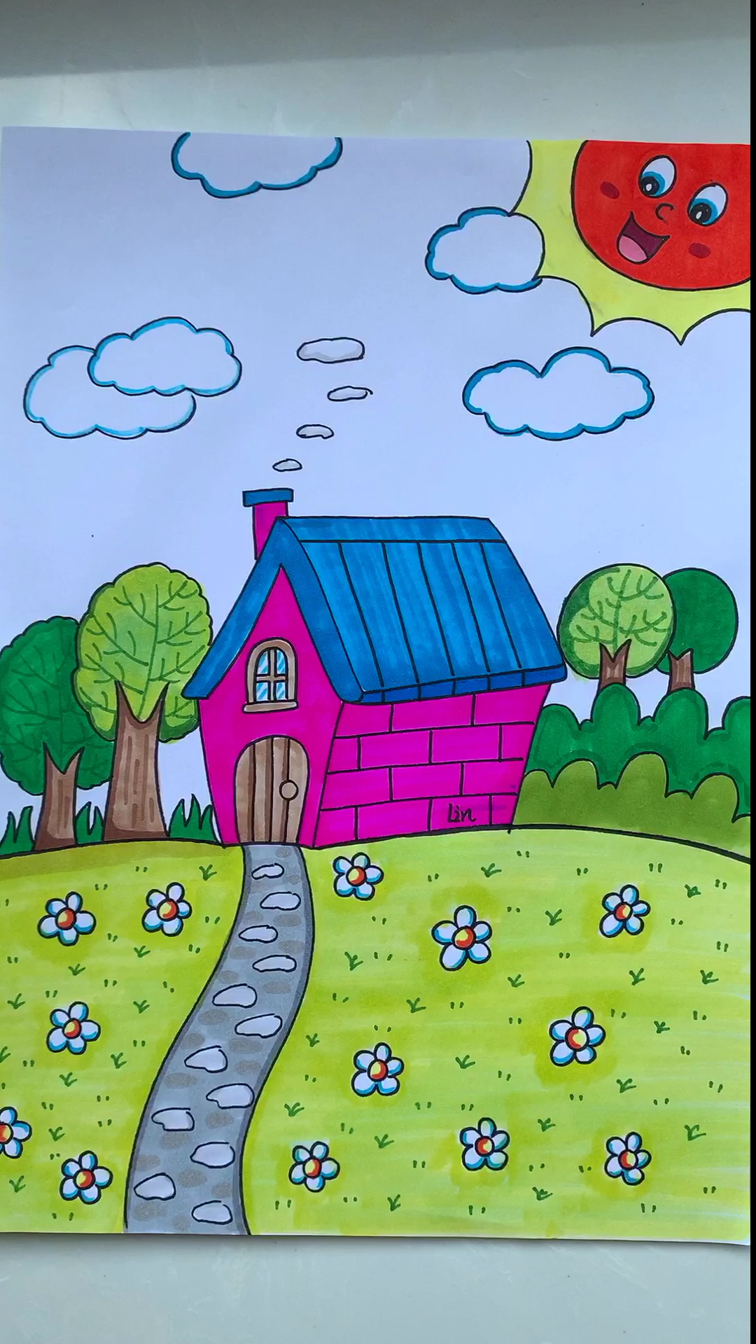 教孩子画小房子