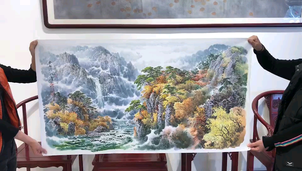 朝鲜功勋艺术家艺术家  金哲 精品原创朝鲜彩墨国画  尺寸约12