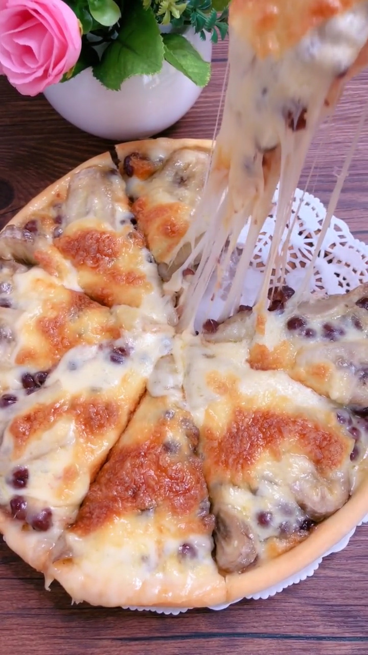 分享美食#蜜豆香蕉披萨
