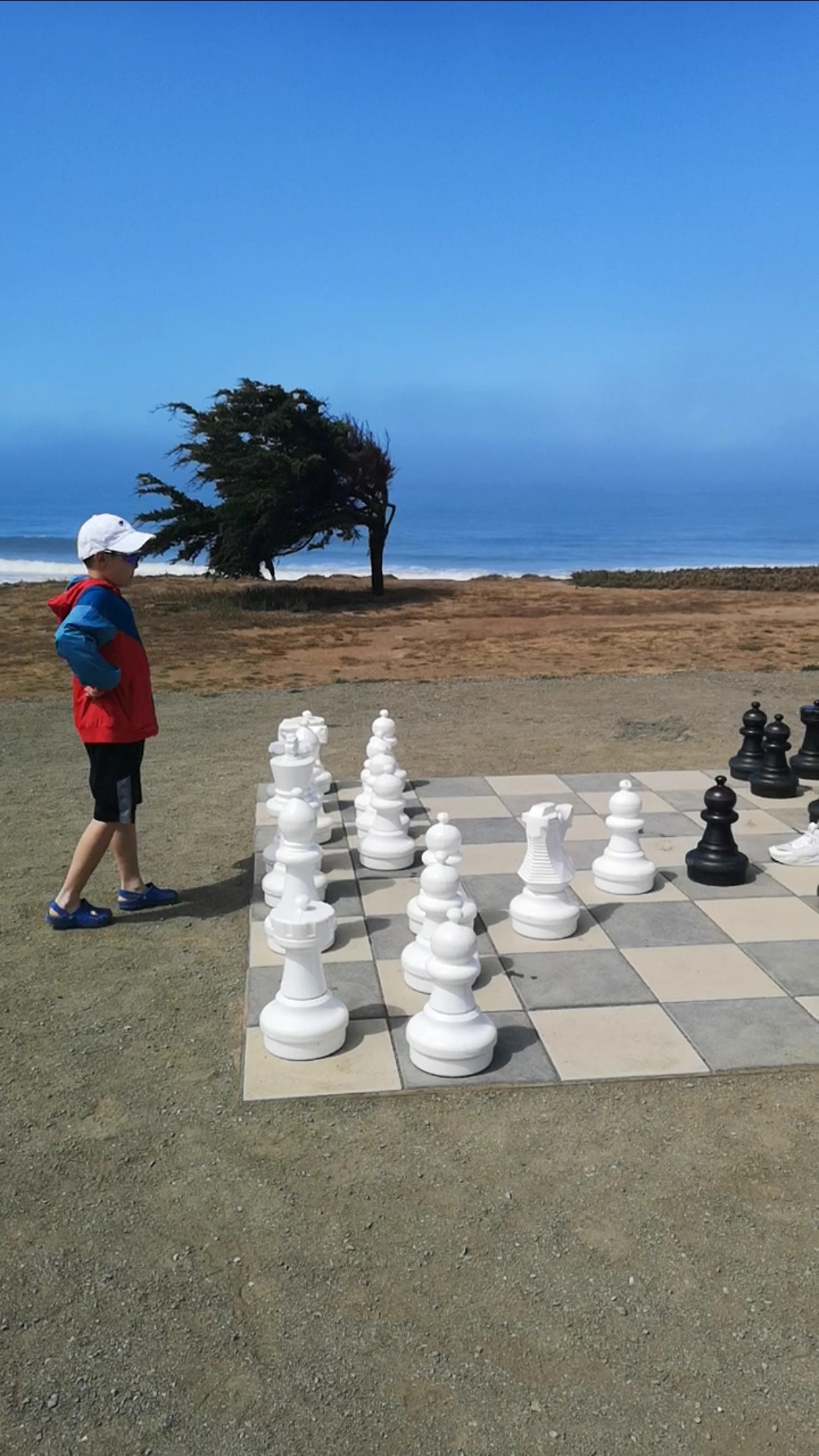 加州一号公路的海边国际象棋对弈