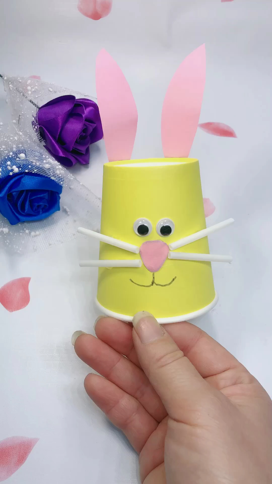 幼儿手工#纸杯可以做兔子