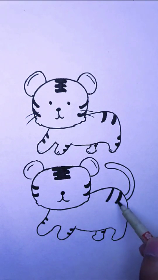 两只老虎简笔画图片