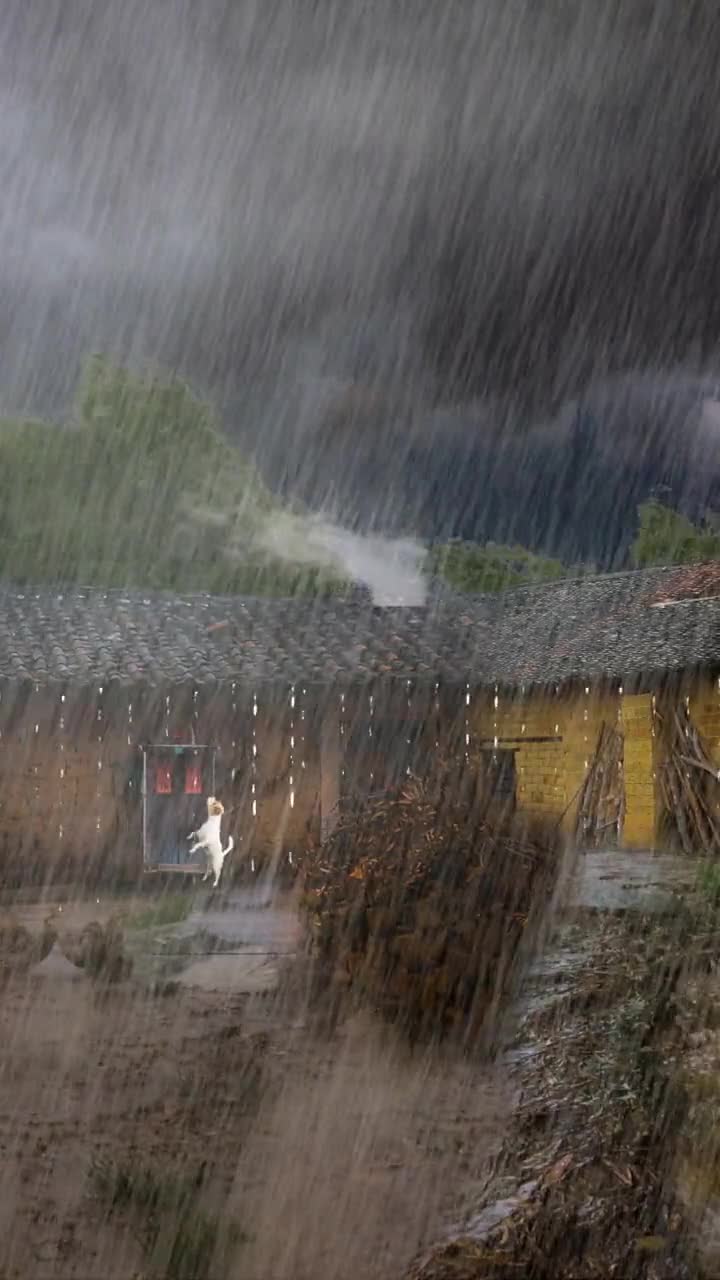 深山里,留守独居七旬老人上山砍柴,突然下起了大雨.