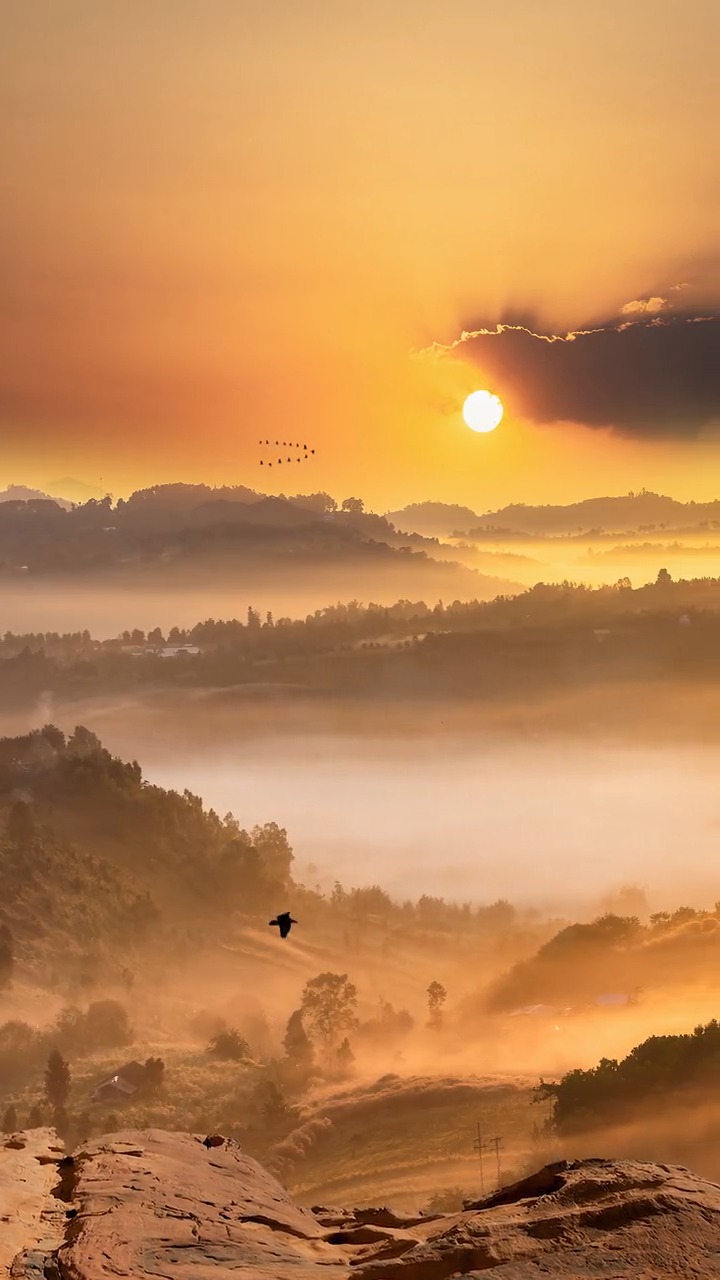 落日归山海,山海藏深意,思君不见倍思君,别离难忍忍别离,治愈系风景