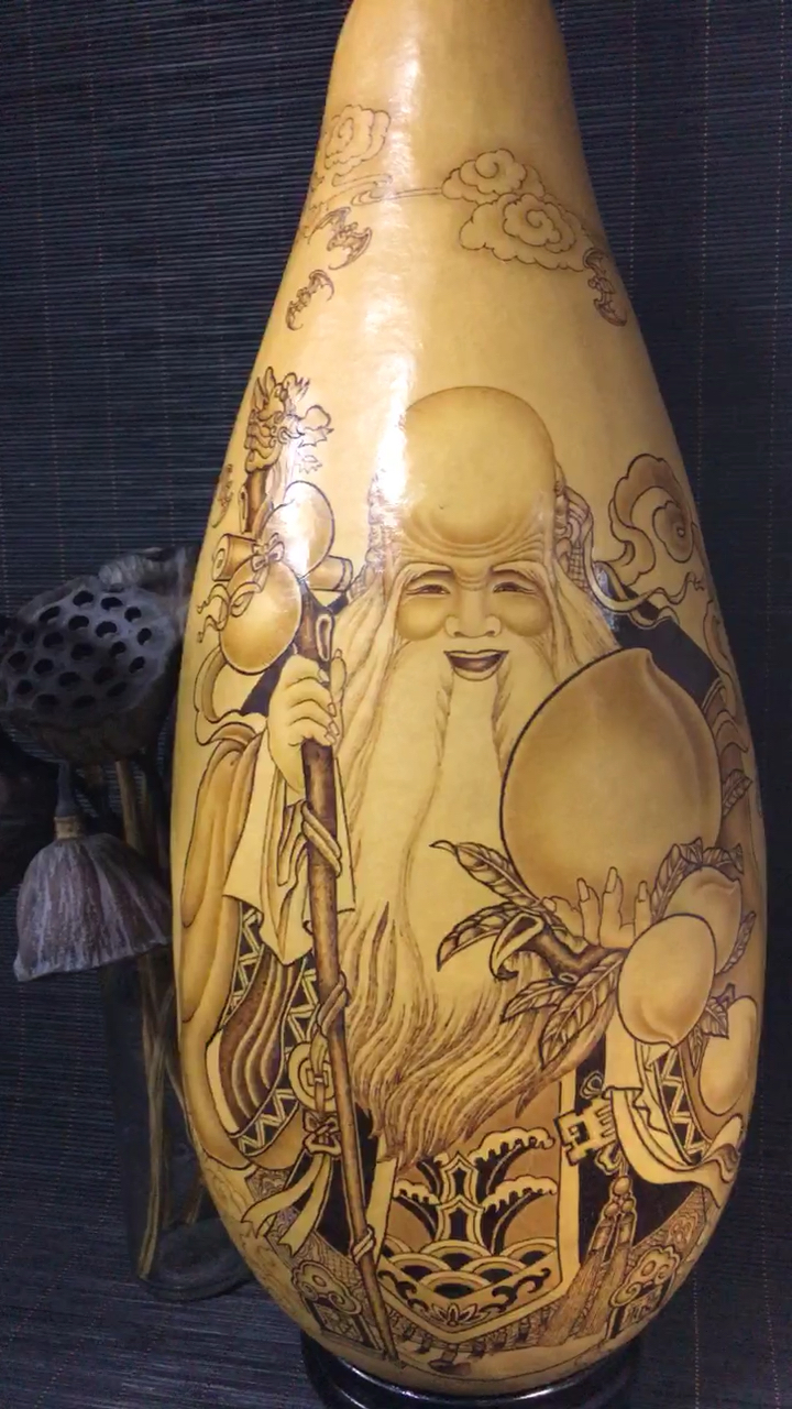 优秀如我#烙画葫芦,寿星佬.双击长命百岁