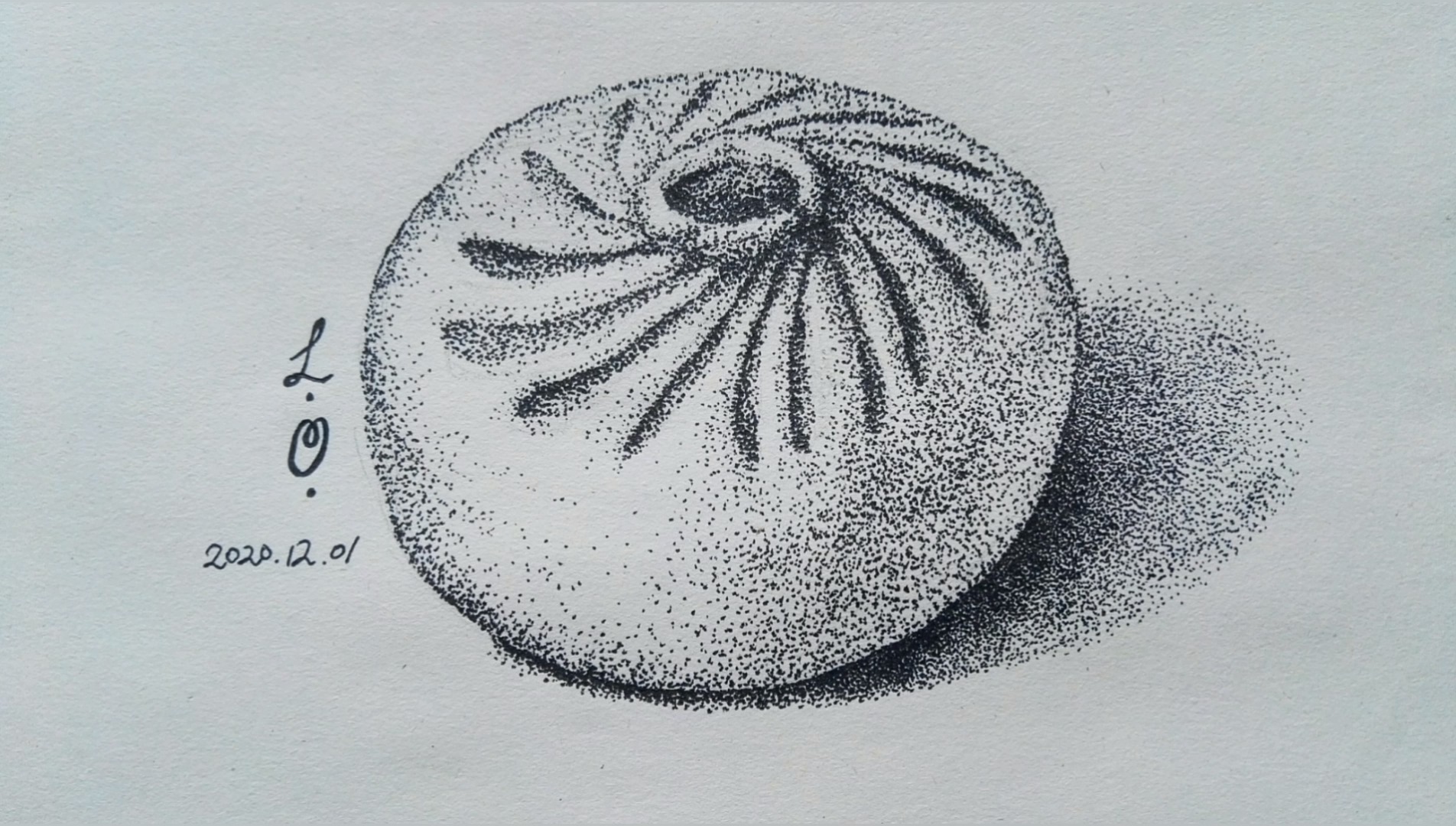 大型翻车现场#水笔画素描点画《包子》