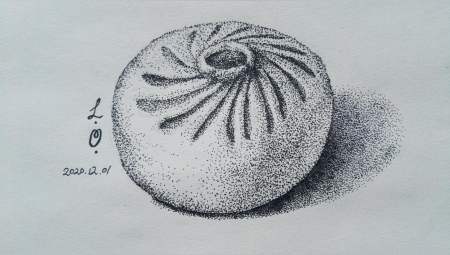 大型翻车现场#水笔画素描点画《包子》