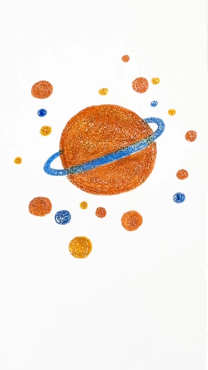 手绘#星球简笔画,这么简单你肯定会!