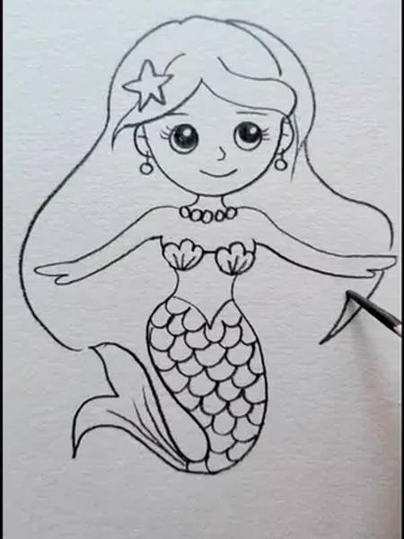 教孩子画个美人鱼,喜欢就跟着一起画!