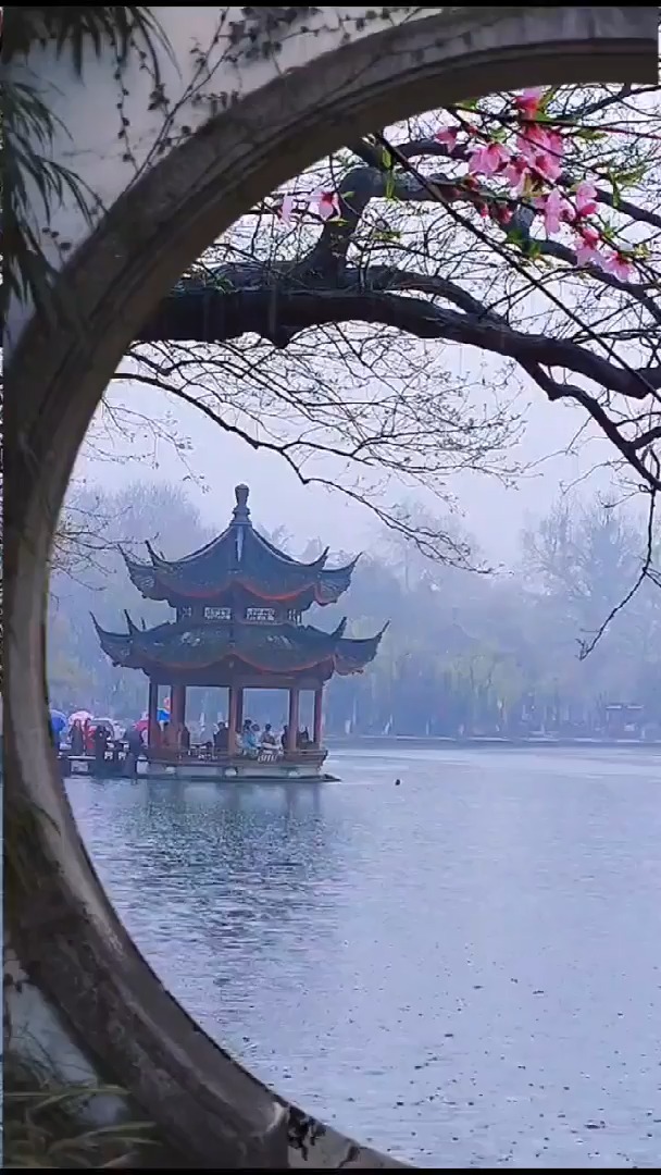 烟雨中的西湖,更美更有诗意了,雨景好美!