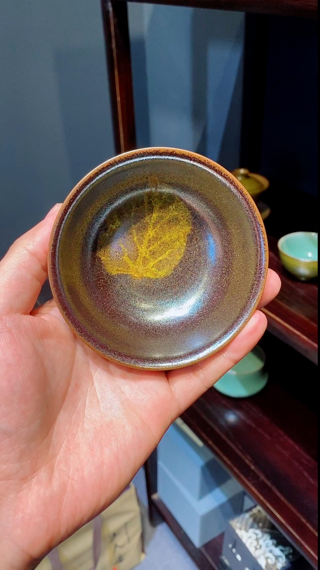 国大师陈爱明木叶盏高端大气奢华#主人杯#茶器#功夫茶-度小视