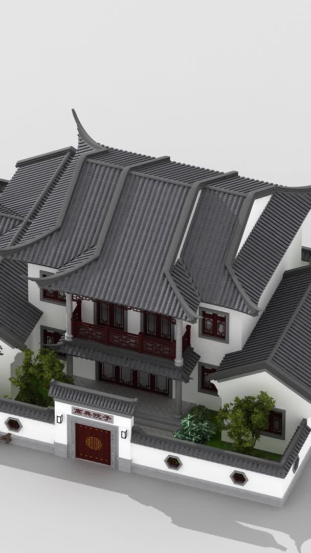 带庭院中式别墅,外观经典气派,有质感.