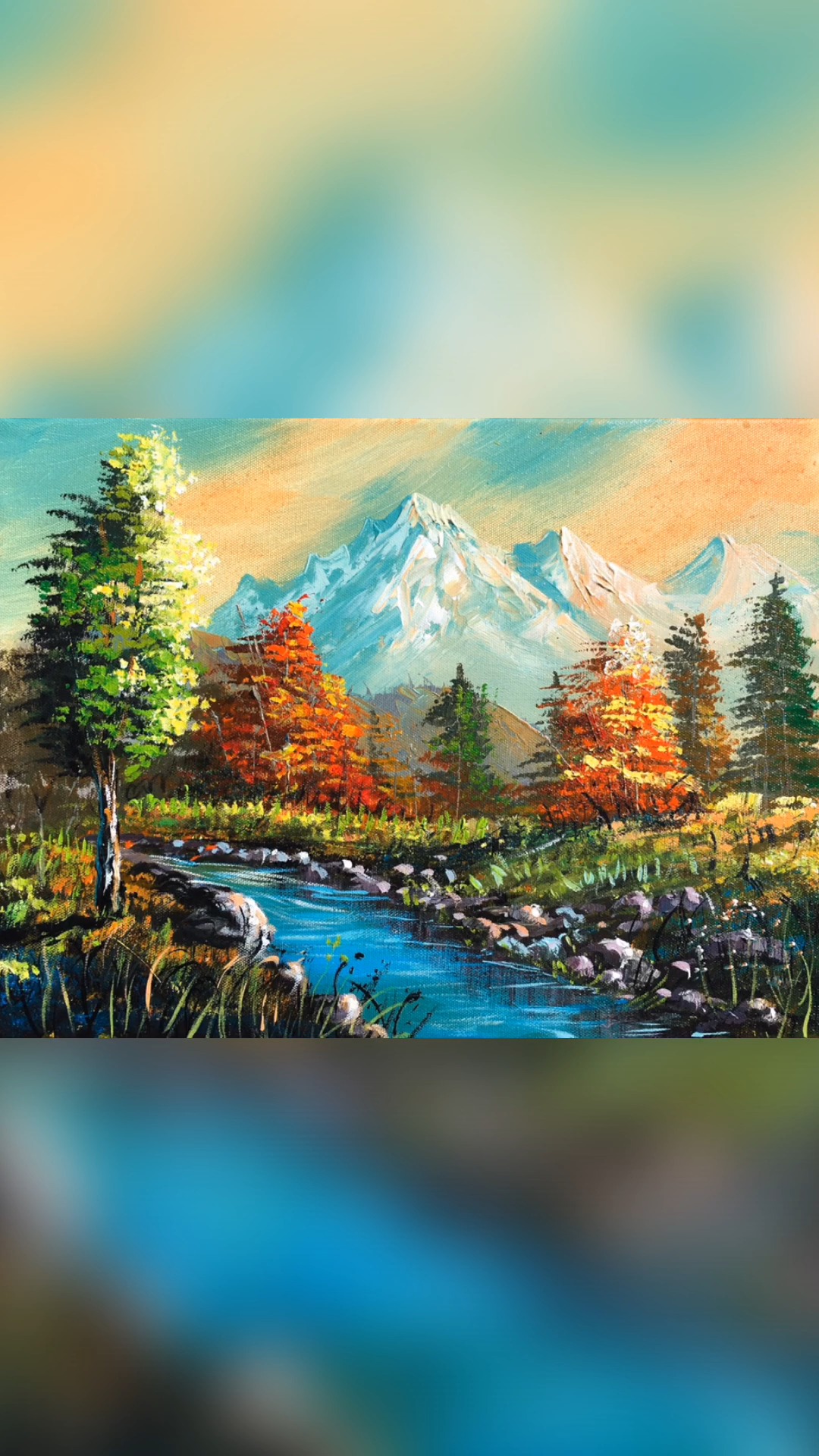 丙烯画##丙烯画##创意美术#果果绘画—雪山风景