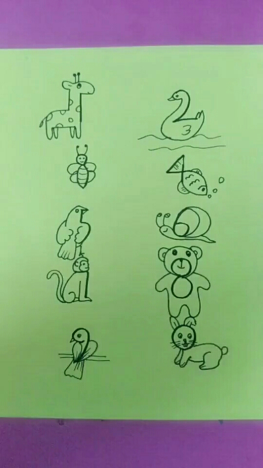 1-9数字画动物图片