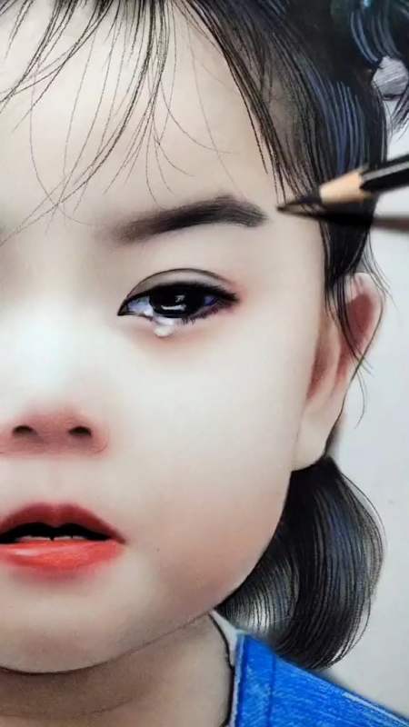 强忍泪水的小女孩,画了两天能换你一个几秒的爱吗