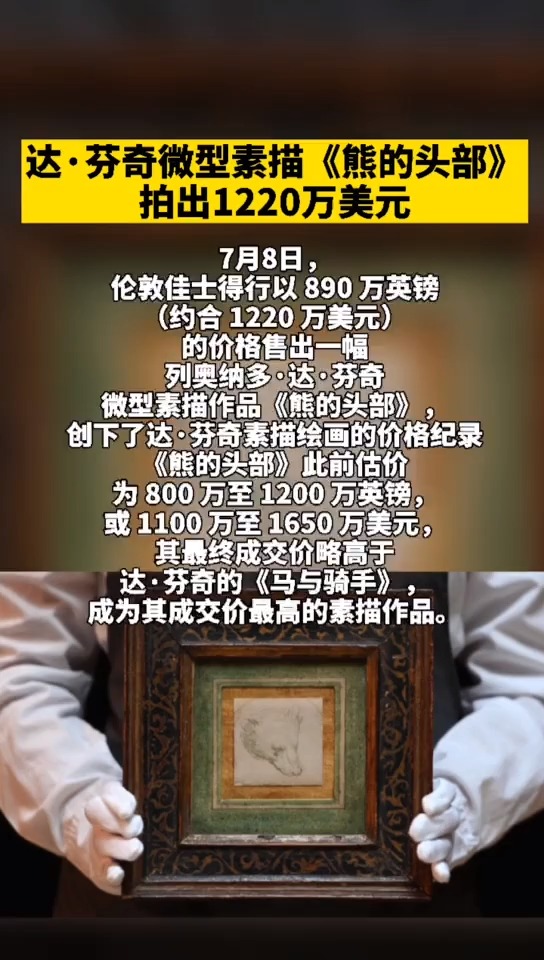 11_达芬奇微型素描《熊的头部》拍出1220万美元