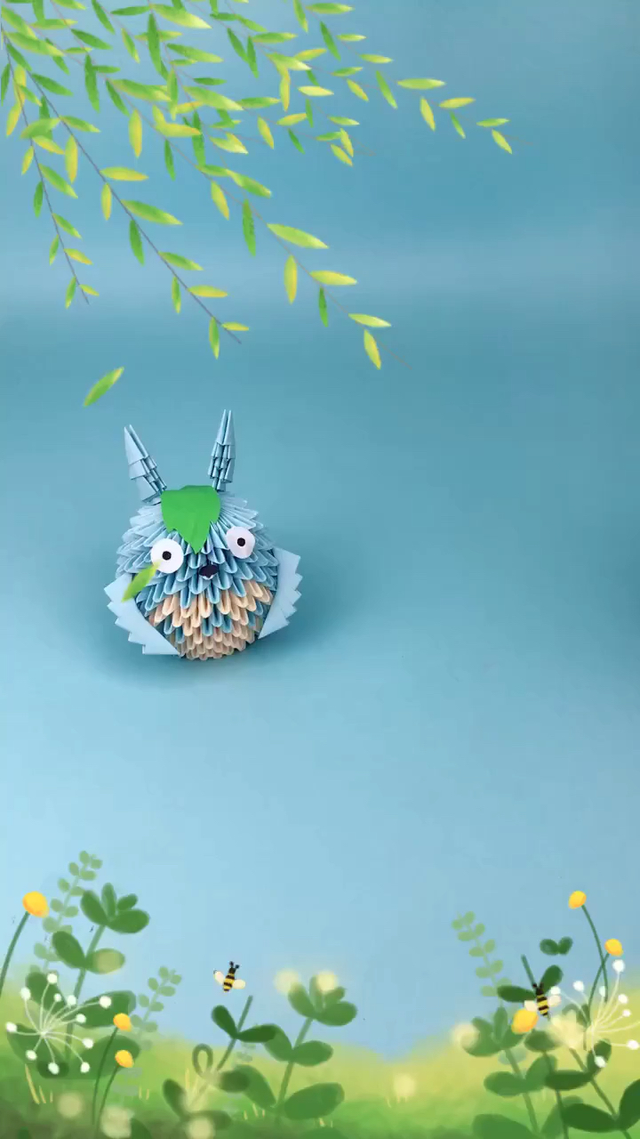 奕耘手工三角插折纸龙猫,有没有萌到你