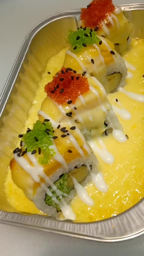 寿司小智原创美味榴莲焗寿司酱好焗烤出来的寿司非常漂亮有食欲,寿司