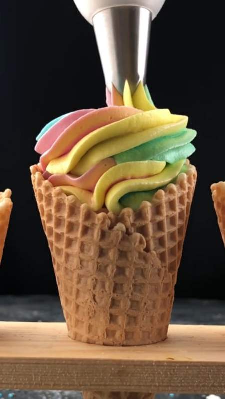 甜品#彩色甜筒简单制作美味可口