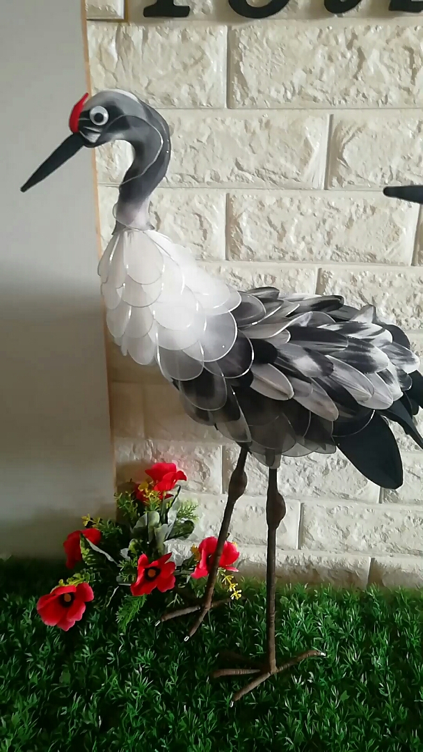 丝网花丹顶鹤手工制作.