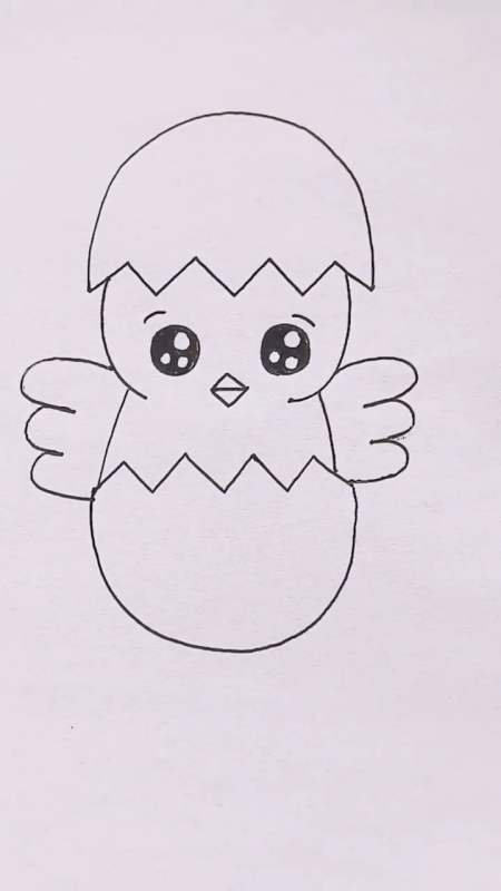 绘画教程#画一只破壳而出的小鸡,你学会了吗