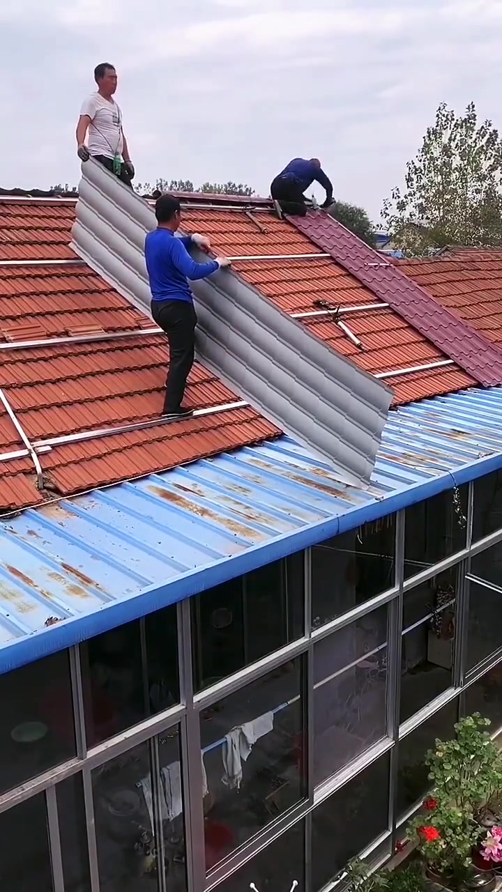 农村瓦房翻新改造,彩钢施工简单-度小视