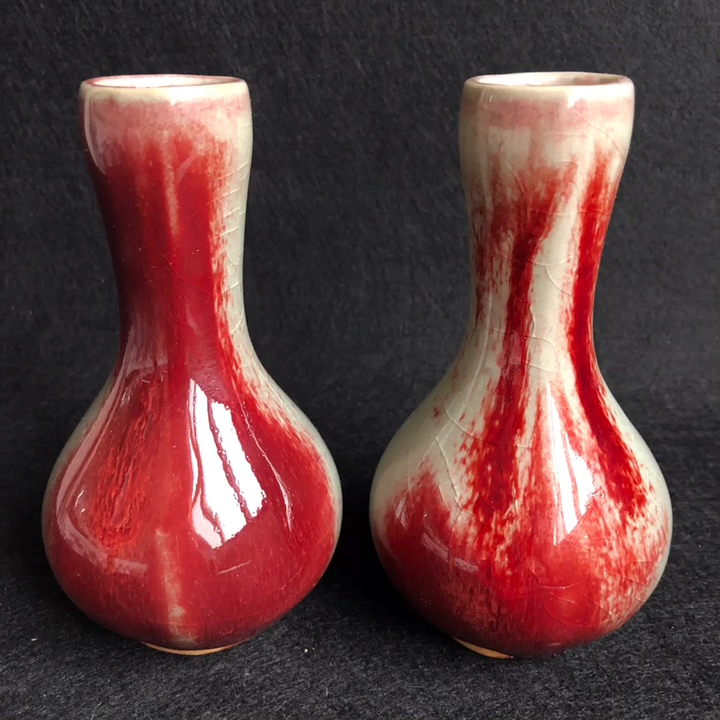 钧瓷#当代官窑,八十年代国营钧瓷厂鸡血红小瓶