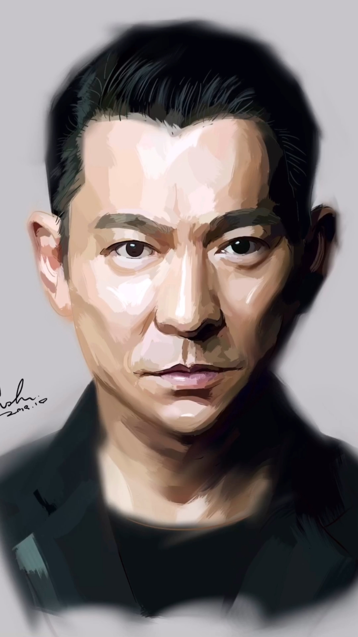 画画原来如此简单#画个刘德华～没带笔,手指都擦破