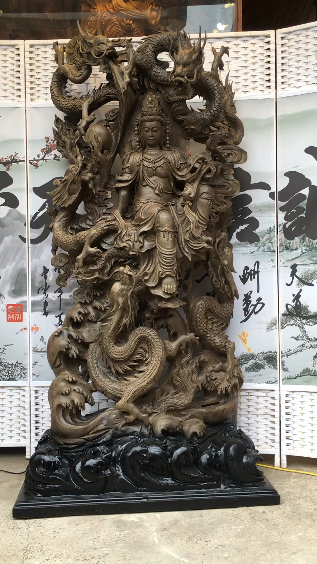 千年阴沉金丝楠木 五龙观音