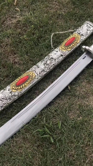 藏刀大全宝石腰刀雪域刀鎏银镂空红木高原匕首凹柄u型球 柄刀