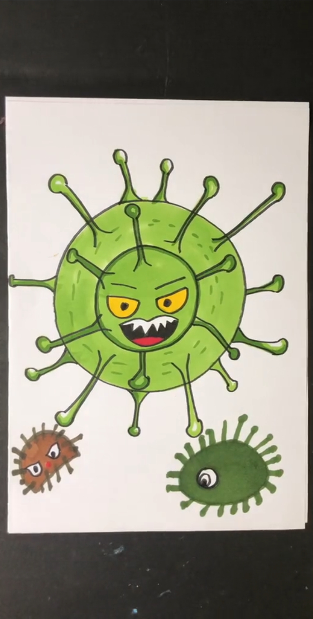 幼儿园抗冠状病毒画画图片