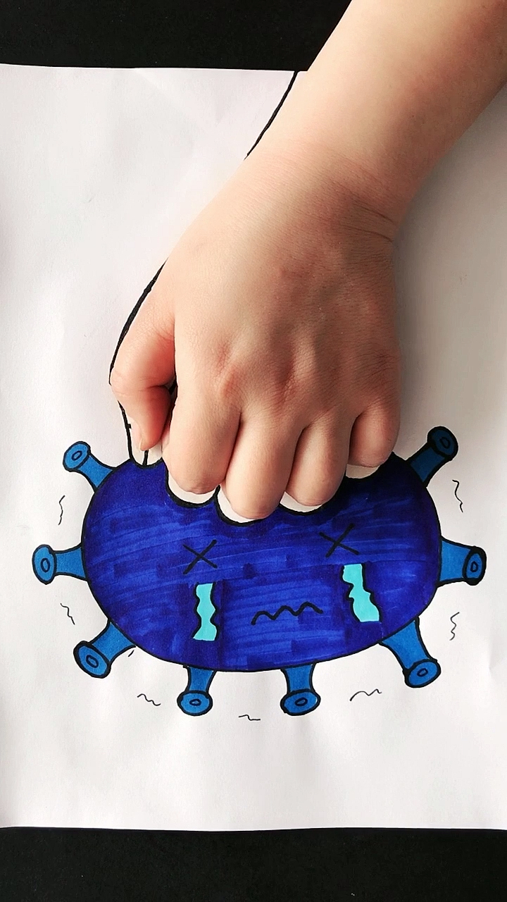 创意简笔画#打倒新冠状病毒