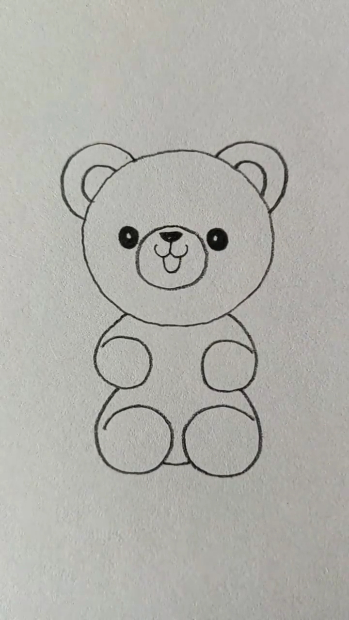 用一个0四个6画一只简单可爱的小熊