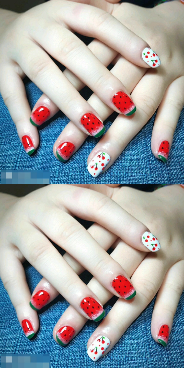 夏天怎能少得了西瓜美甲