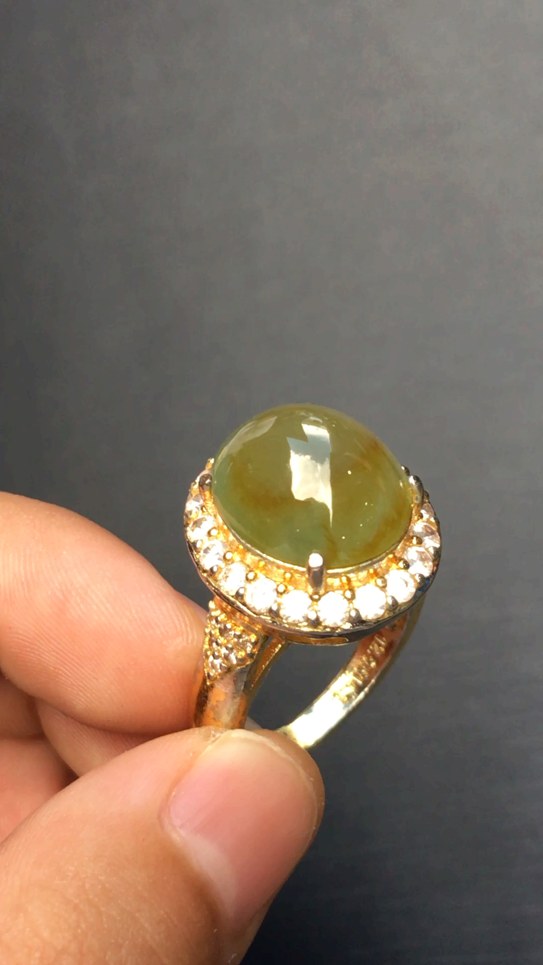 林志玲结婚了!#高冰黄翡鸽子蛋翡翠戒面