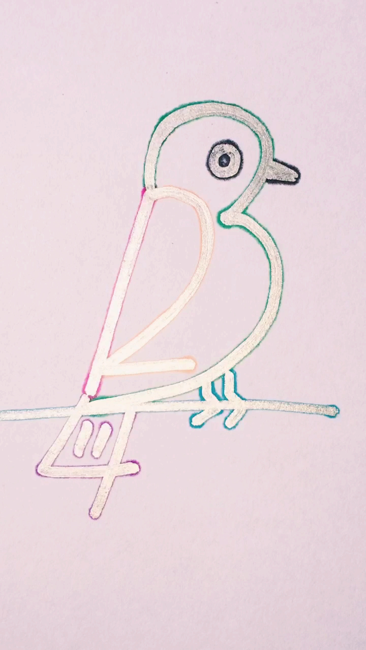 创意简笔画#数字画小鸟
