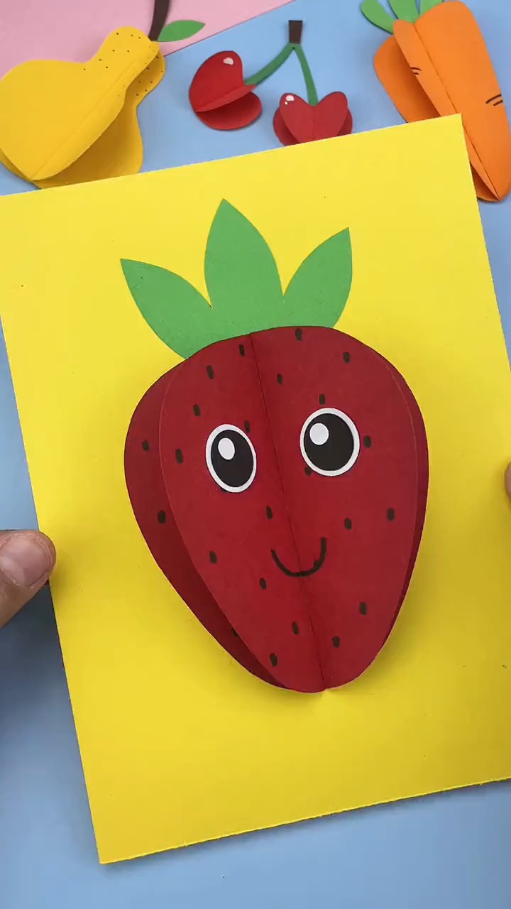 镜头里的春天#超简单的草莓拼贴画#亲子手工 #创意美术 #幼师 #传统