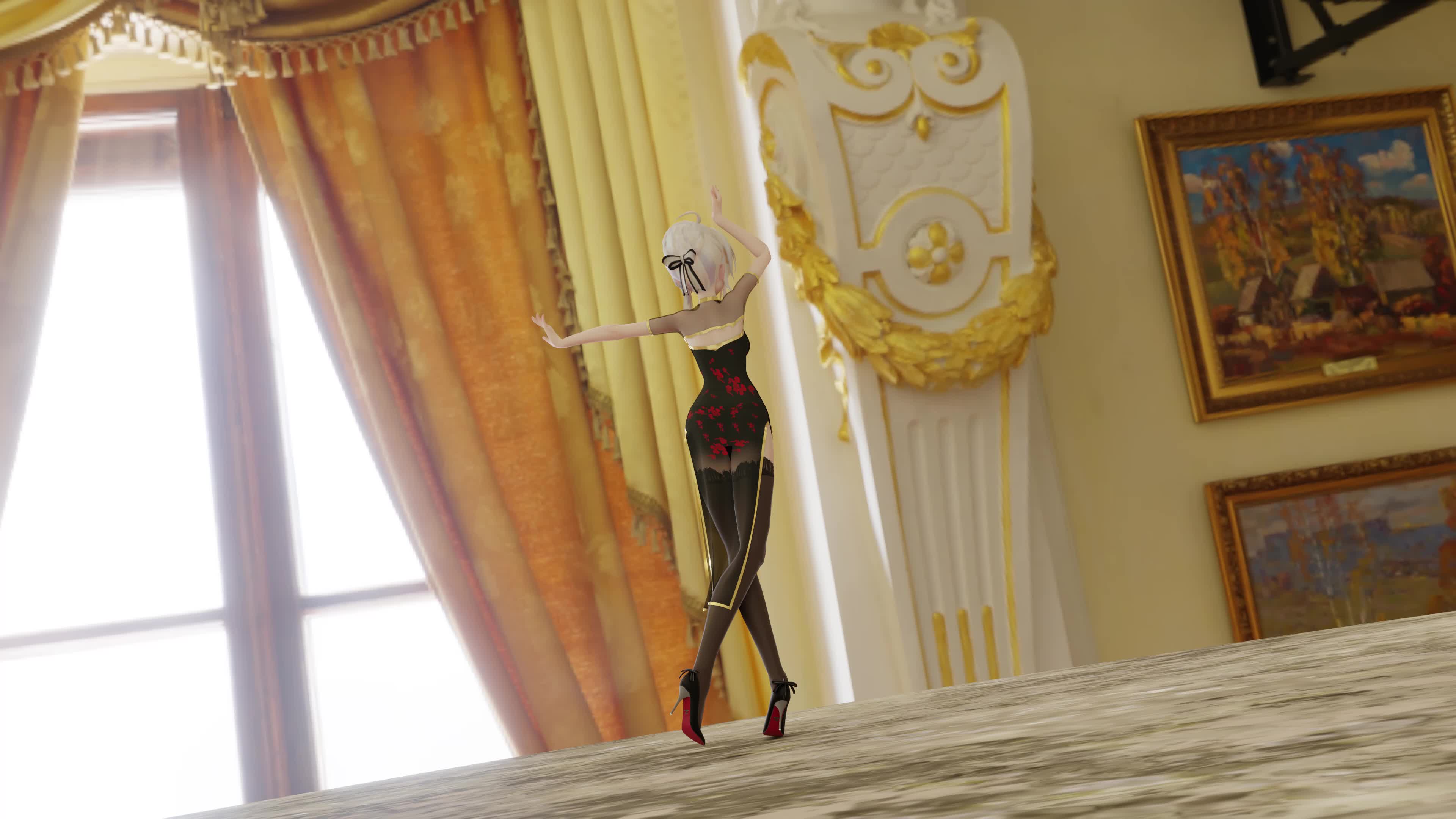 mmd弱音来支轻音乐舞蹈 万花谷 蕾丝旗袍 虚拟偶像 3d动画 中国舞