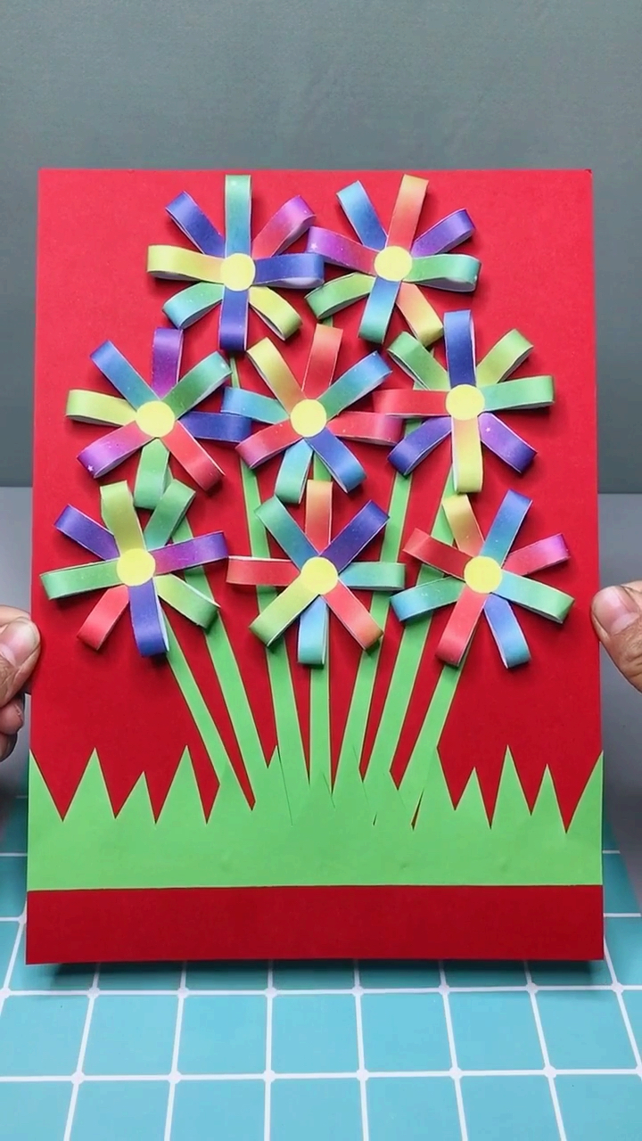 手工制作#七色花,简单易学,喜欢的和宝宝一起做吧-度小视