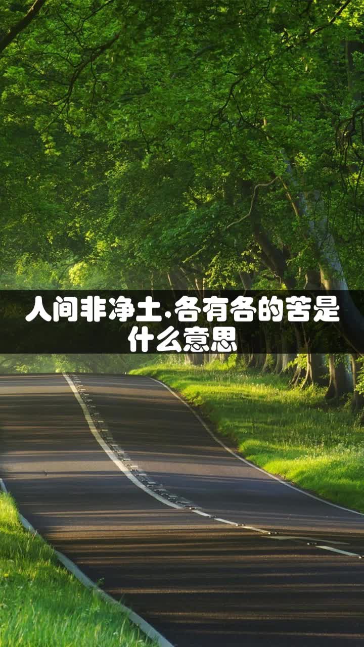 人间非净土,各有各的苦是什么意思