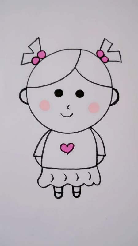 简笔画,教宝宝一起画小胖妞