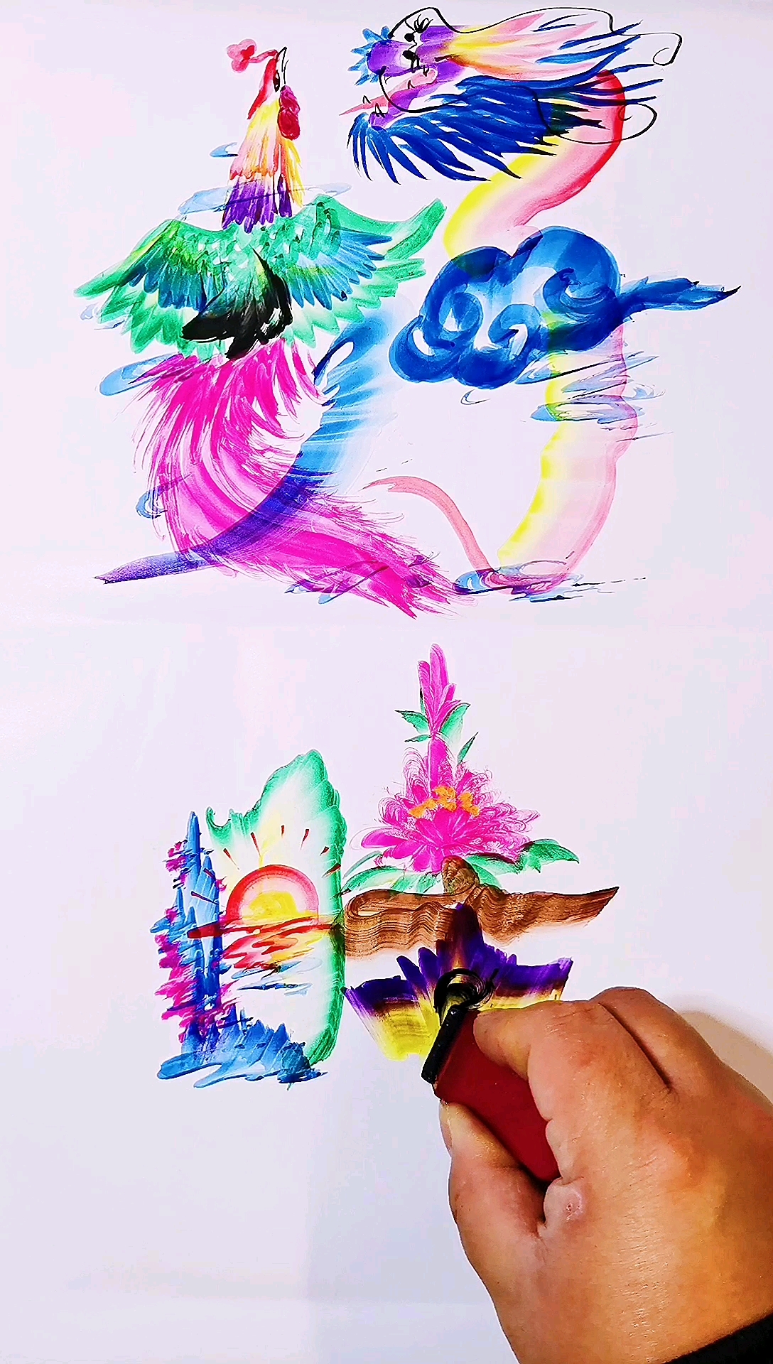 高手在民间#龙凤花鸟字画,不负好时光.