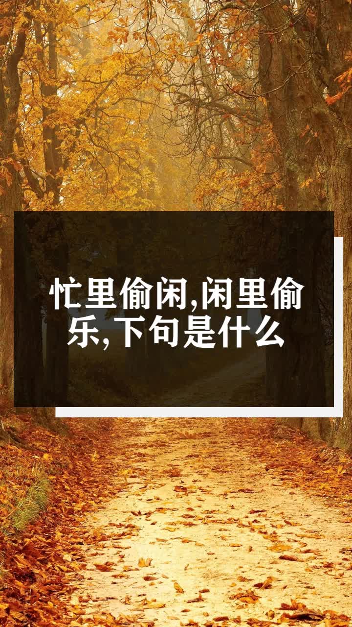 忙里偷闲,闲里偷乐,下句是什么