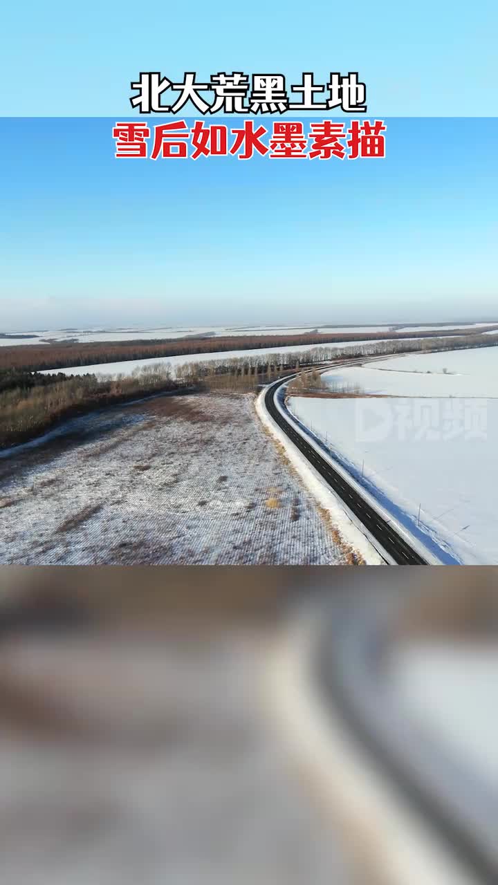 航拍北大荒黑土地雪景:黑白交替如水墨,厚雪如被兆丰年