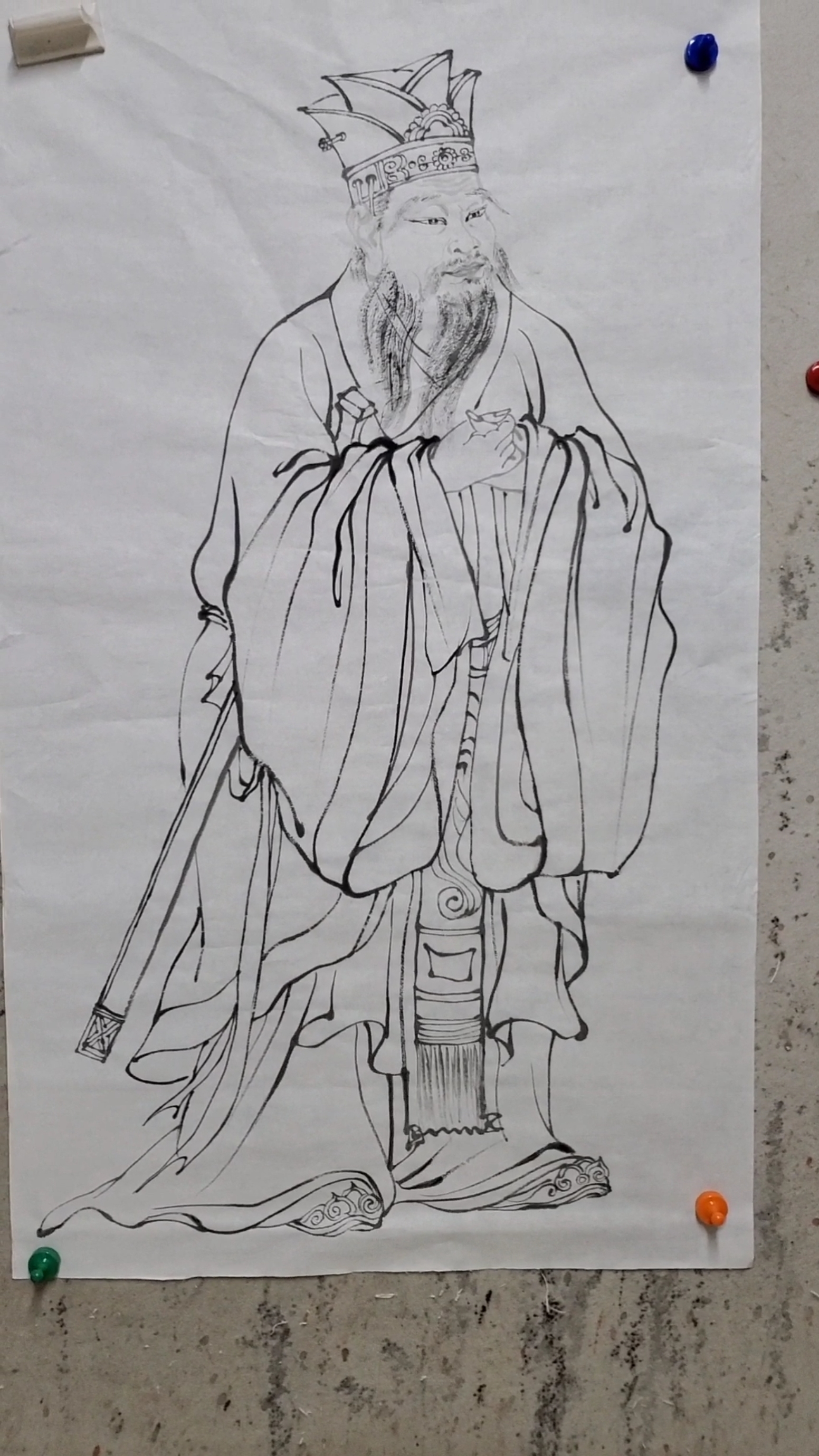 国画#线描作品至圣先师孔子造像-度小视