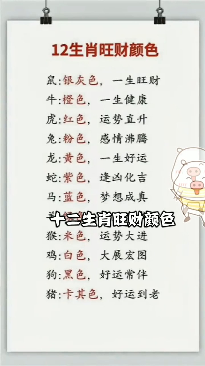 十二生肖旺财颜色,快看看自己的吧,下方留言
