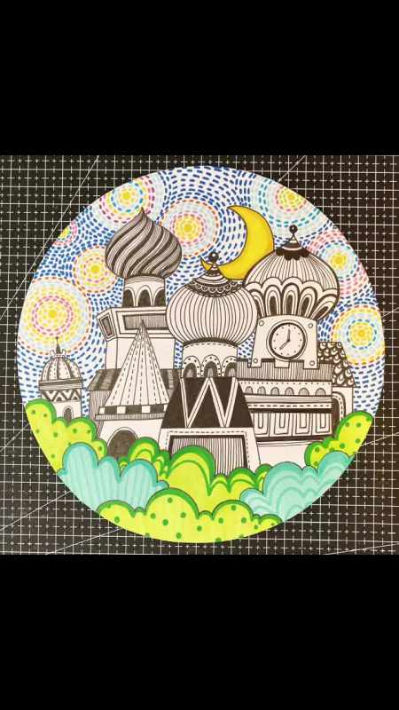 星空下的城堡#创意美术#线描